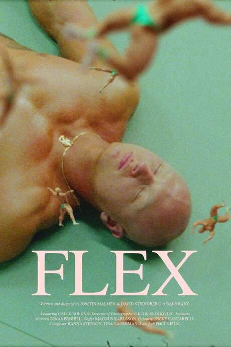 A body-builder’s internal monologue grows more intense as he flexes in front of a mirror.