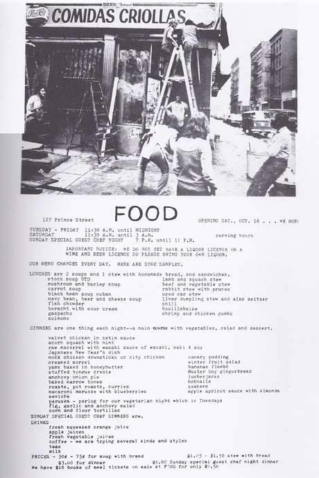 The documentary chronicles Food, the legendary SoHo restaurant and artists’ cooperative that opened in 1971. Run by Caroline Goodden and largely designed and built by Matta‑Clark, who also staged events there, it served as a social hub, meeting place and ongoing art project for the emerging downtown artist community, leaving a lasting imprint on 1970s SoHo culture.