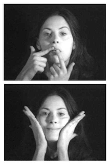 Wilke takes on both performer and director in “Gestures,” using her own face as artistic material. She kneads her skin into misshapen contortions and adopts stereotypical poses, creating a fluid, uninterrupted sequence captured on camera. The work highlights and deconstructs familiar representations of women, prompting viewers to examine their personal and cultural associations with these gestures while reclaiming agency over such depictions as her own.
