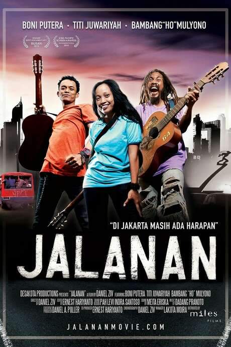 This film follows Boni, Ho, and Titi, three talented bus musicians in Jakarta, offering a glimpse into contemporary Indonesian life. It portrays their unique subculture against the backdrop of a rapidly changing capital city, revealing a raw and honest depiction of social unrest, family struggles, and encounters with the police. Their journey takes them from Jakarta to their home villages in Java, exploring themes of identity, love, and the impact of globalization through original music.