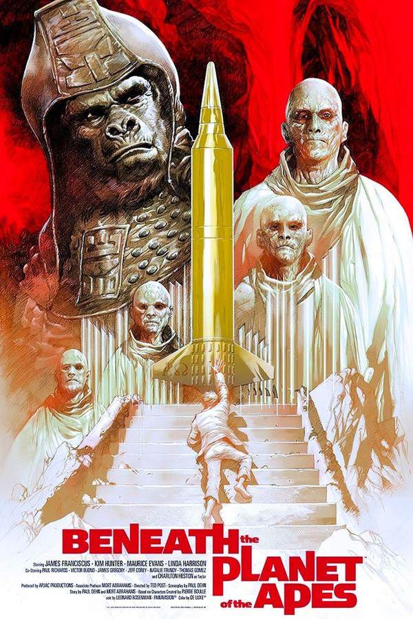 A lone astronaut searches for the crew of the previous film and discovers a world dominated by intelligent apes. However, a sinister secret lies beneath the apes' civilization: a subterranean realm inhabited by mutated humans, victims of radiation, condemned to a horrifying and perpetual nightmare.