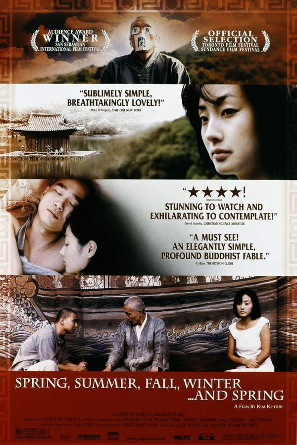 In the Korean wilderness, a young Buddhist apprentice enjoys a peaceful life at a remote monastery until he meets a girl seeking refuge. Drawn to her, he experiences a brief romance that leads him away from his spiritual training and into a journey of self-discovery. The encounter challenges his innocence and forces him to confront the complexities of the world beyond the monastery walls, ultimately leading him on a path of growth and reflection.