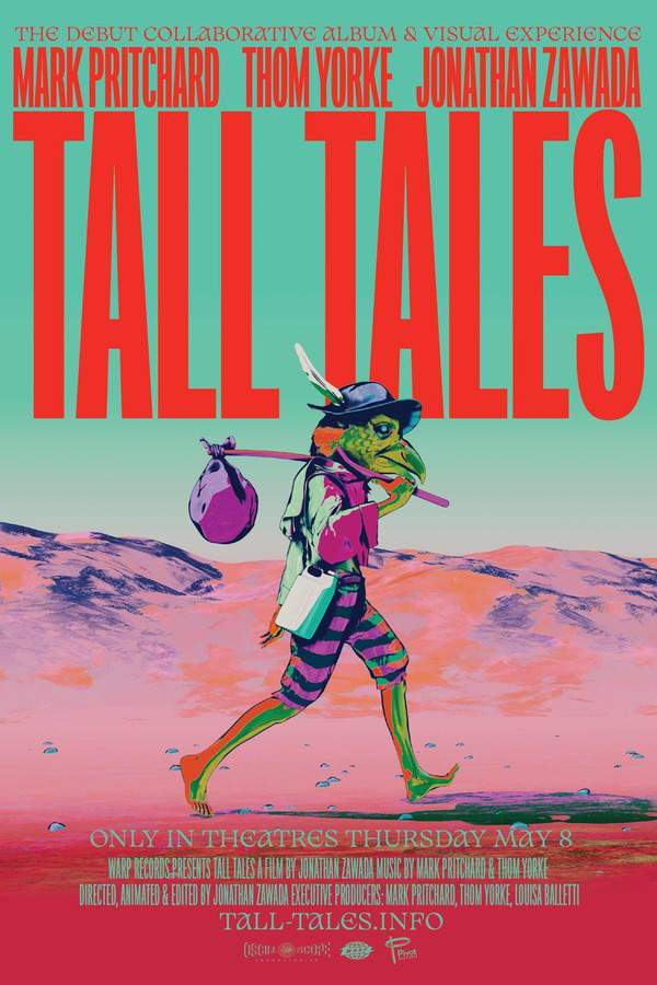 A decade in the making, Tall Tales is a debut collaborative visual and audio cinema experience from English record producer Mark Pritchard, songwriter Thom Yorke, and visual artist Jonathan Zawada. The project blends diverse musical landscapes, incorporating elements of synth-pop, progressive music, dub, 1970s synthesizers, the styles of Joe Meek and Ivor Cutler, Library Music, krautrock, and classic Warp aesthetics.